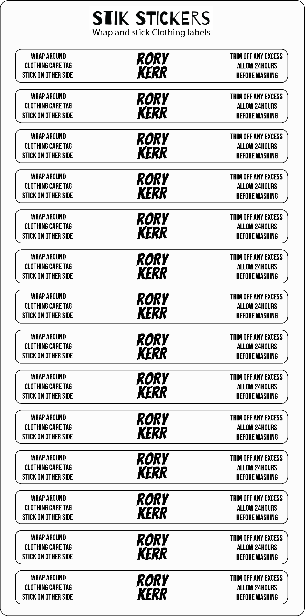Wrap and Stick Clothing Labels - Clifton Park PS