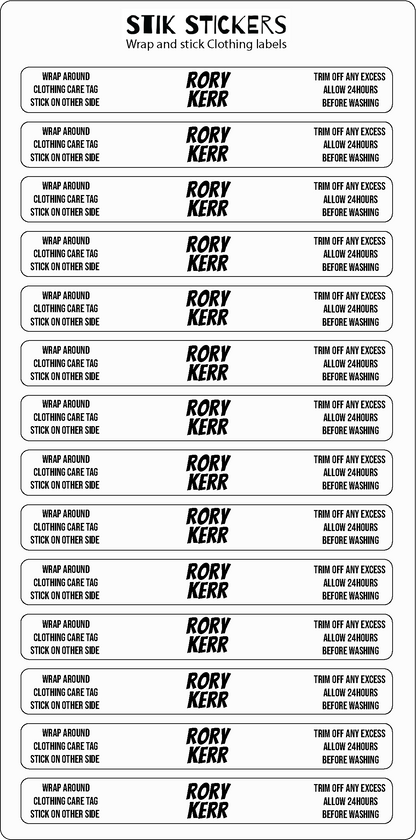 Wrap and Stick Clothing Labels - Clifton Park PS