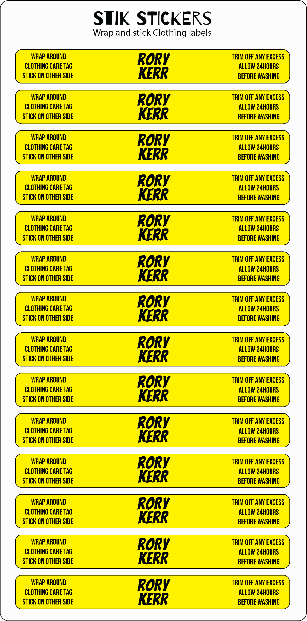 Wrap and Stick Clothing Labels - Kinross PS